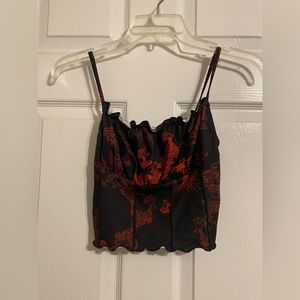 Shein Black and Red Dragon Croptop